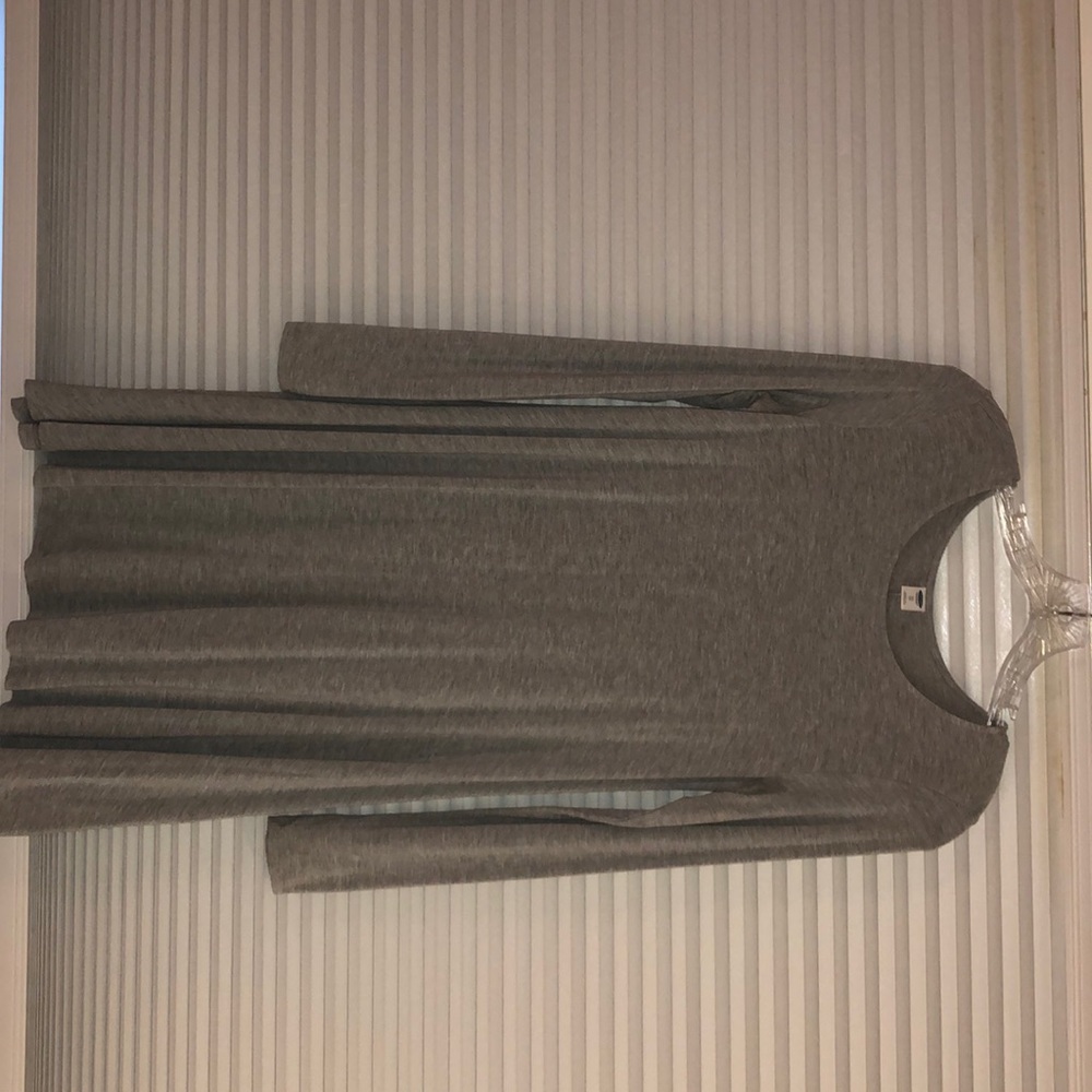 plain gray long sleeve dress